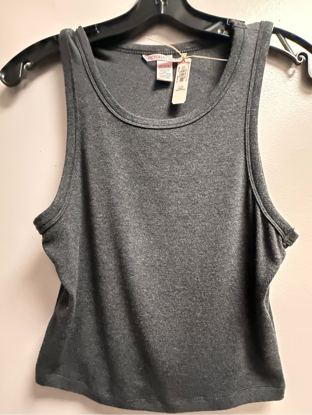 NWT Victoria's Secret Charcoal Gray Casual Women’s Ribbed Tank Top Size Large